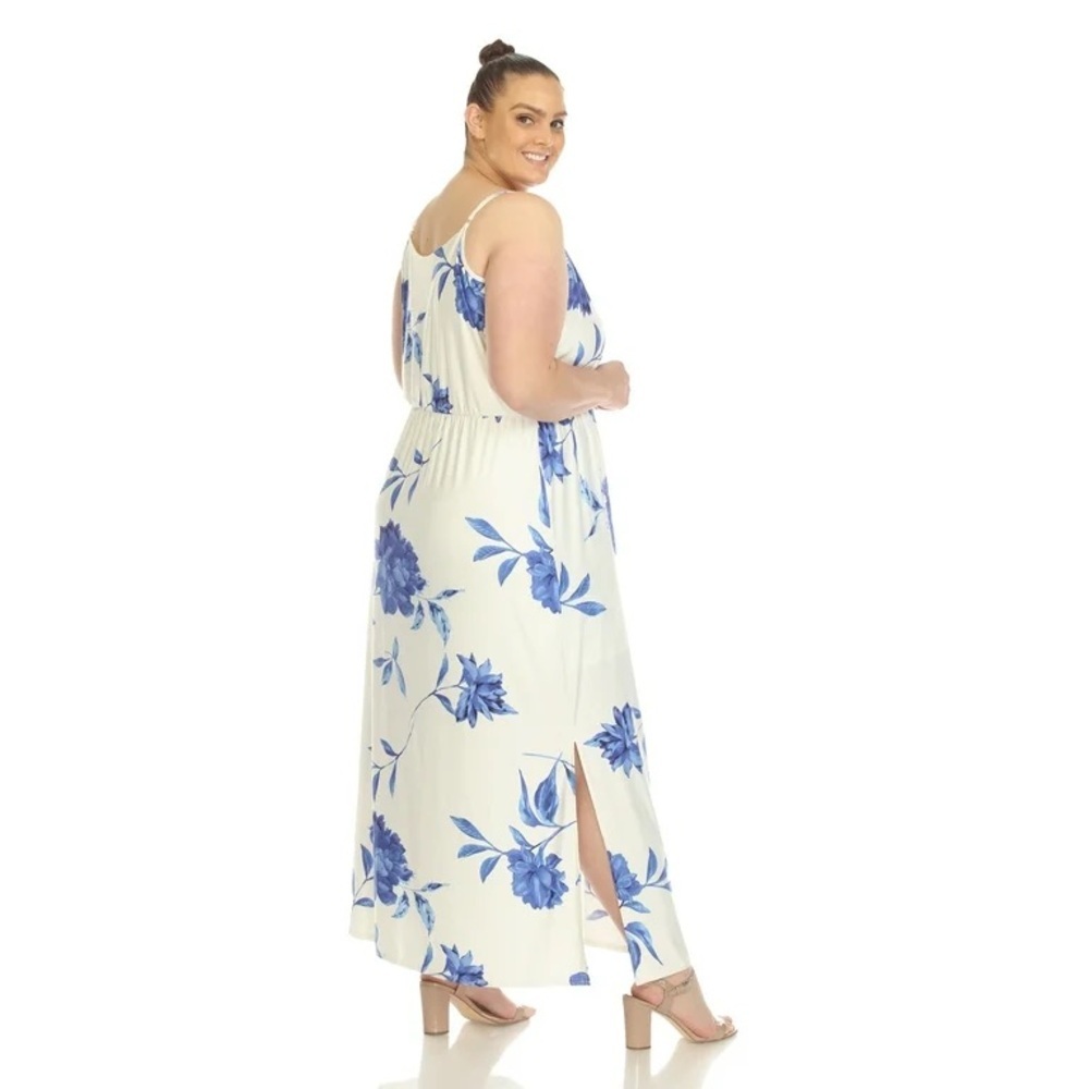 Mark Women's White and Blue Floral Maxi Dress - Picture 2 of 5